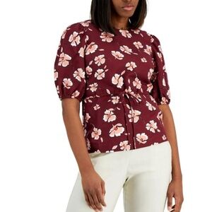 Alfani Womens Linen Floral Blouse -XS clearance